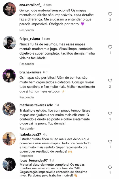 Feedback sobre os mapas mentais jurídicos