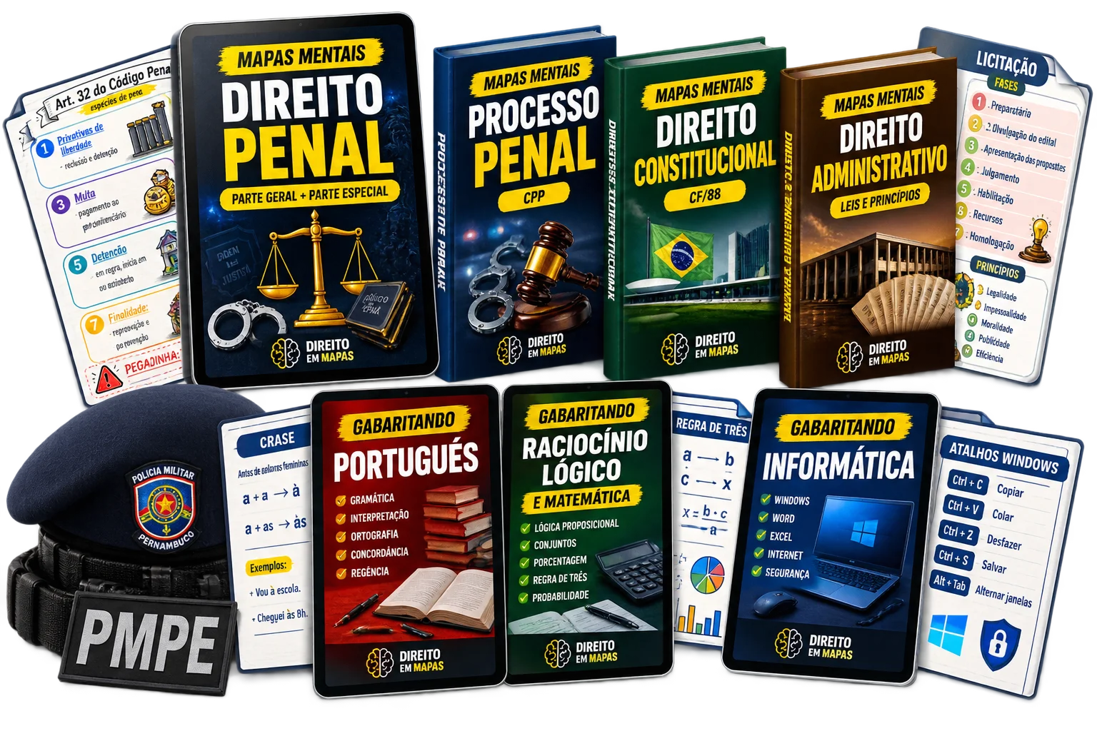Mockup da Coleção Completa PMPE com 7 materiais
