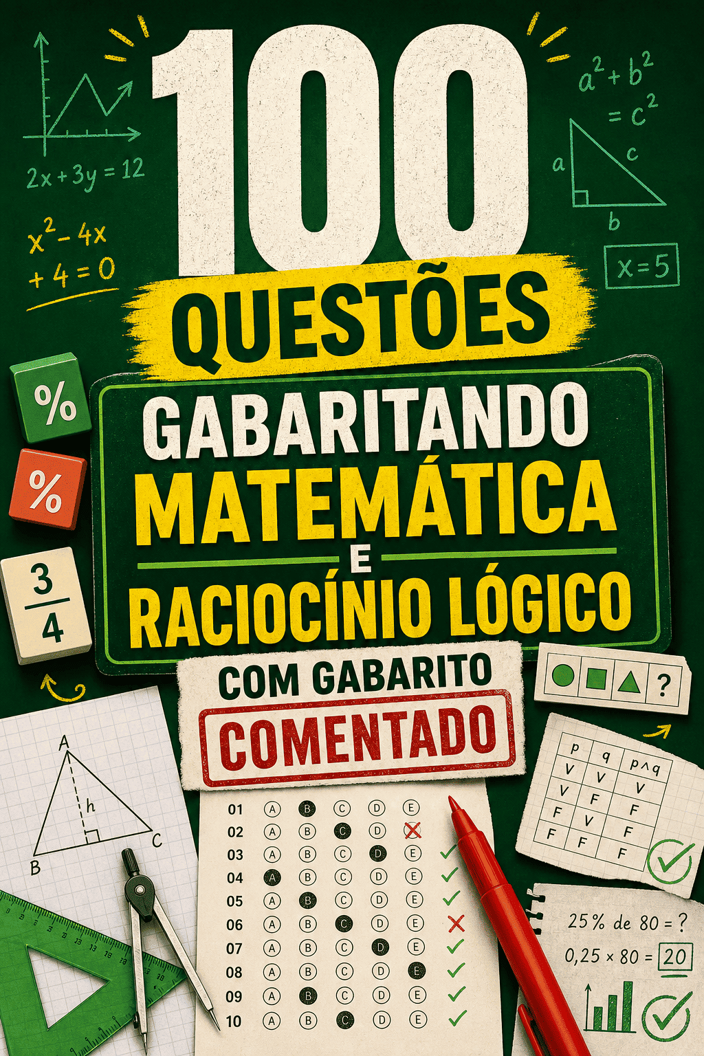 Capa do bônus 100 questões de Matemática e RLM