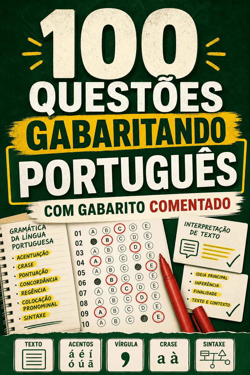 Capa do bônus 100 questões de Português