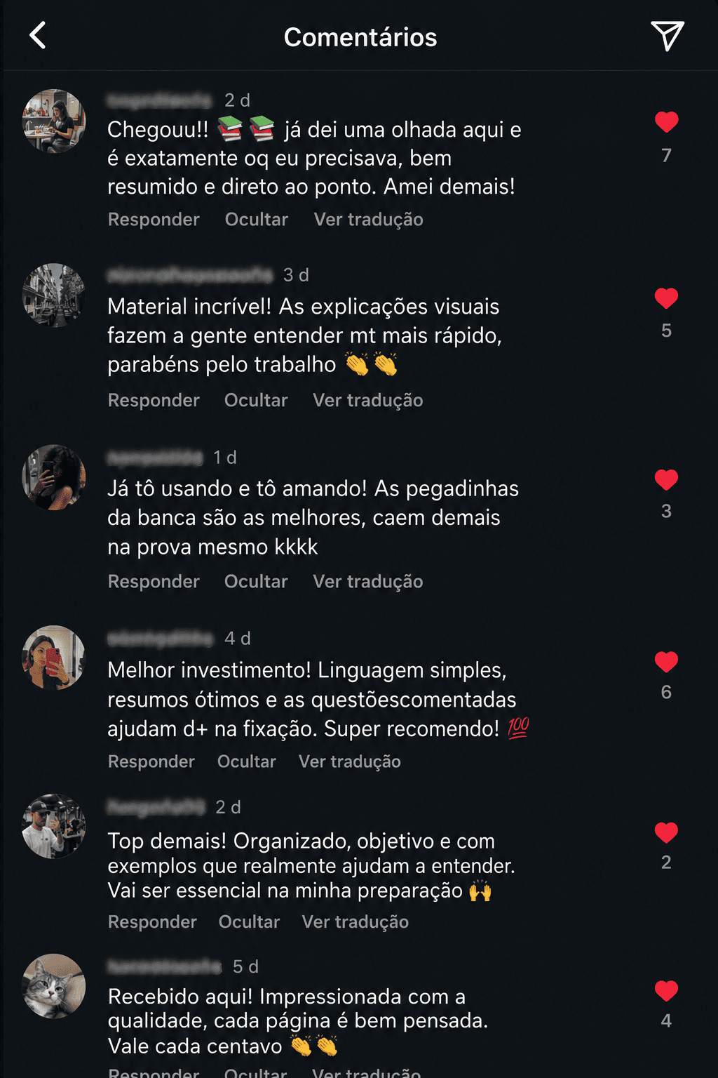 Comentários de alunos sobre o material Gabaritando Português