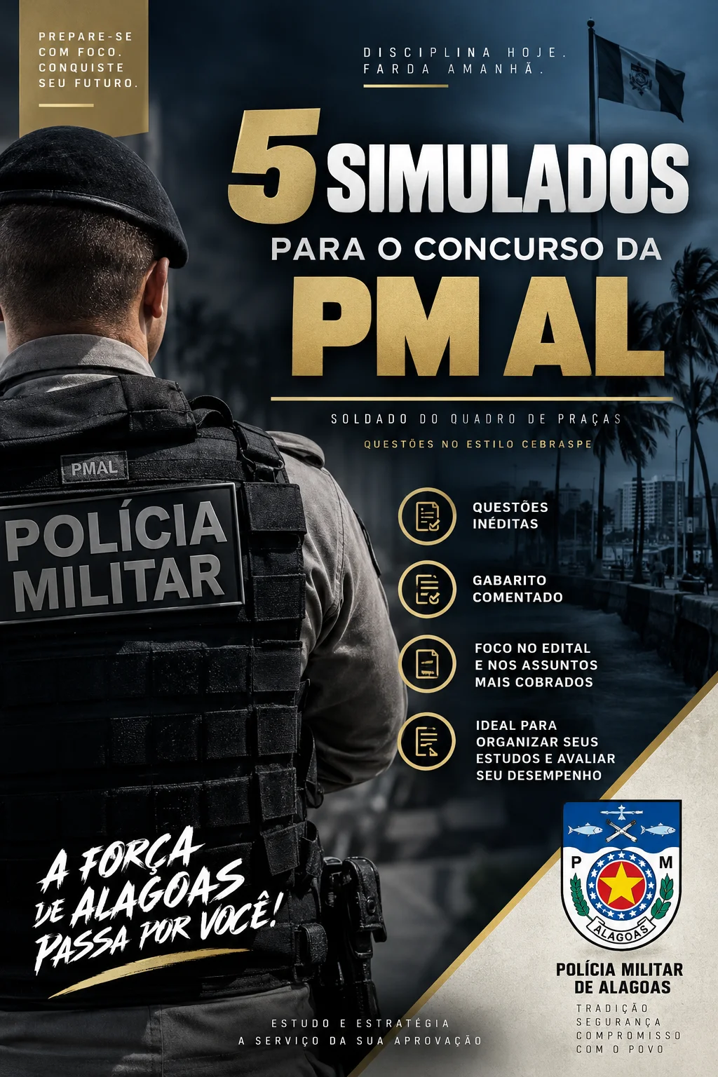 Capa do pacote PM AL com gabarito comentado e bônus